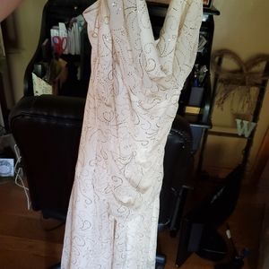 Cream dress detailed with gold sparkle